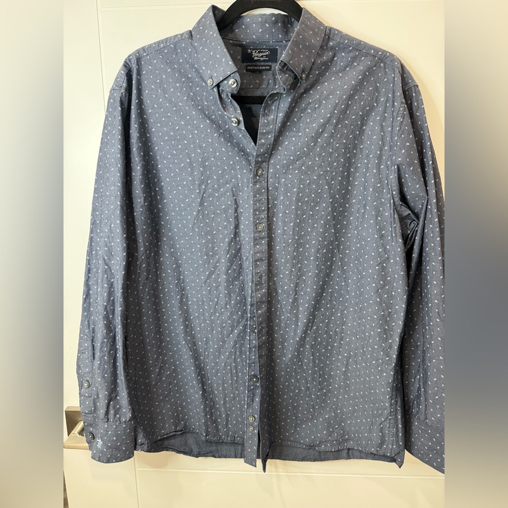 Original Penguin‎ Navy Patterned Button Down Shirt